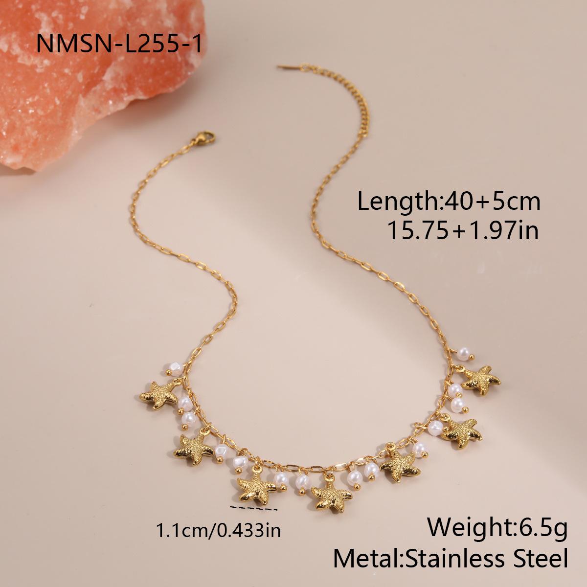 GEMCHIC Women s Bohemian Starfish Necklace and Bracelet Set with Simulated Pearl Gold Plated Jewelry
