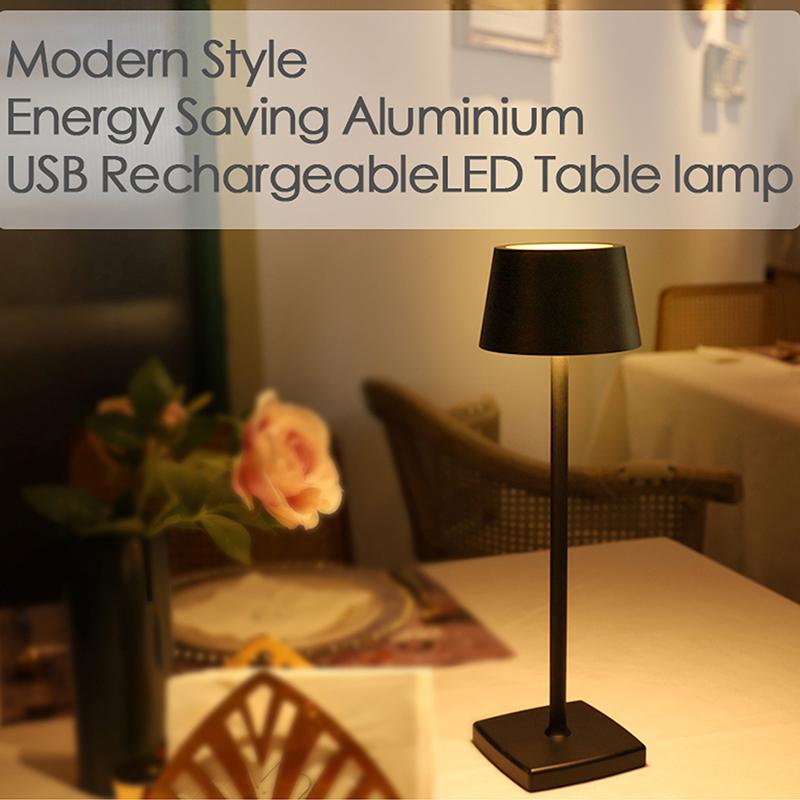 Decorative Rechargeable LED Table Night Lights Mini Gold Cordless Restaurant Touch Dimmer Table Lamp For Hotel And