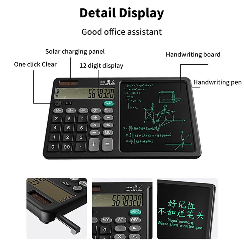 Scientific Calculator With Writing Drawing Tablet Portable 12Digit Lcd Large Display Calculator For Math Study Office Draft Memo