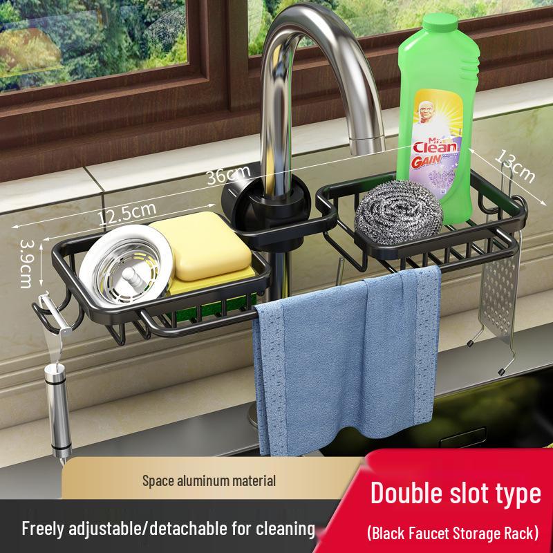 Kitchen Faucet Sink Storage Rack for Sponges, Rags, and Vegetables