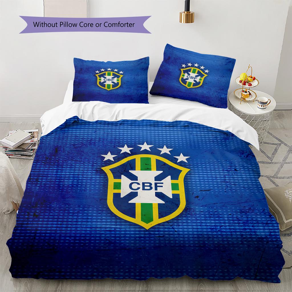 Brazil national football team  Pattern Bedding Quilt Set  Home Decoration  Gift (1 * duvet cover + 2 * pillowcase  without core)
