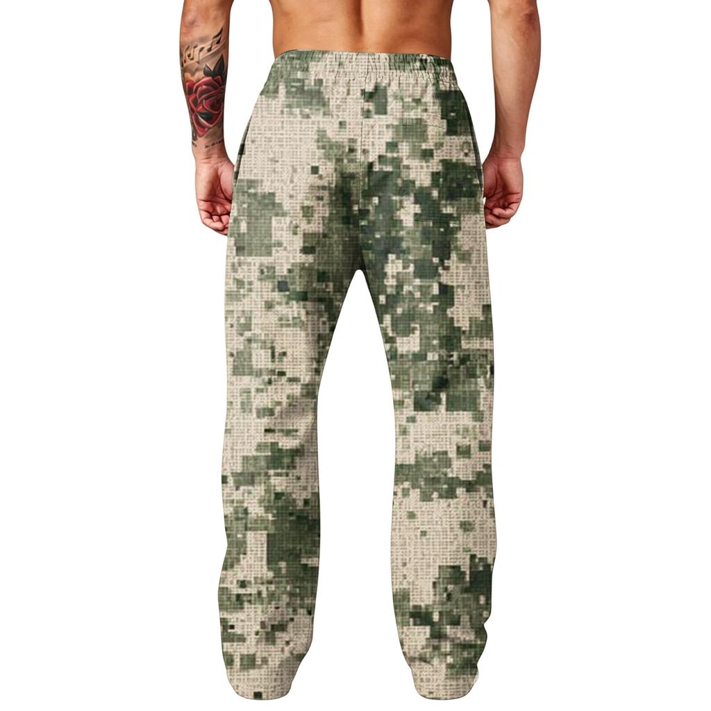 Men's Printed Wide Leg Jogger Sweatpants with Pockets for Casual Athletic Wear