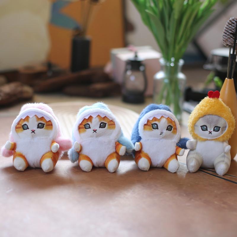 Adorable Shark Cat Plush Keychain Soft Short Plush Stuffed Animal Bag Charm