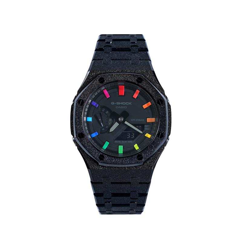 Casio Męski Zegarek Kryształowy, Analogowo-Cyfrowy, Seria Czarna GA-2100-1A1(Watch8--)