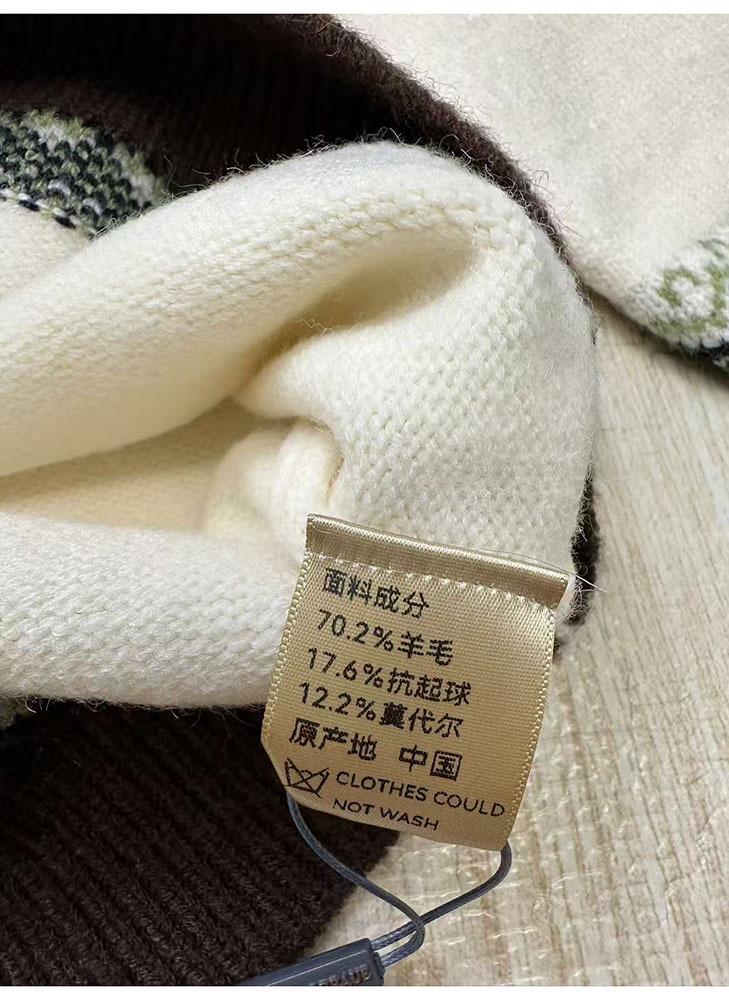 2025 Winter Merino Wool Fair Isle Knit Cardigan Sweater for Women