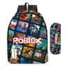 ROBLOX Backpack Elementary and Secondary School Bag Children's Backpack Anime Cartoon Backpack Lunch Bag Pencil Case
