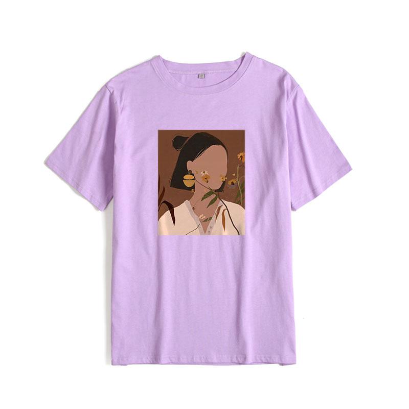 Camisetas Estéticas Estampadas de Manga Corta Hirsionsan para Mujer 2021 Verano Moda Chic Camisetas Holgadas Gráficas Góticas Tops Casuales Femeninos