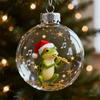 Frog Christmas Ornament Clear Plastic Xmas Hanging Ball with 3D Frog Ornament Holiday Keepsake