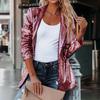 Kadın Ceket Uzun Kollu Hırka Gevşek Eşleşmesi Kolay Büyüleyici Turn-down Yaka Tek göğüslü Parlak Payet Büyüleyici Sonbahar Blazer Arkadaşlık için