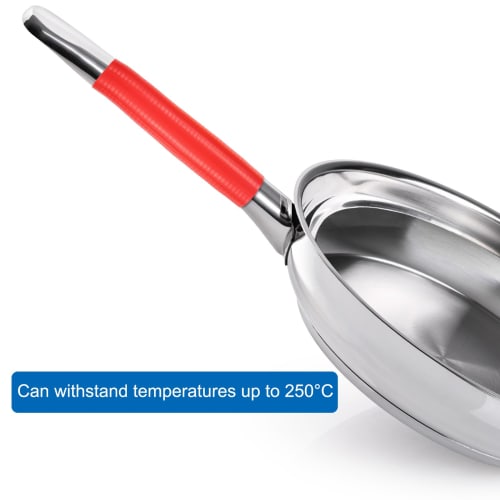uxcell Silicone Frying Pan Handle Sleeve, Heat-Resistant Pot Holder, Cast Iron Frying Pan Handle Holder Spatula Cover Sleeve, Red (L)