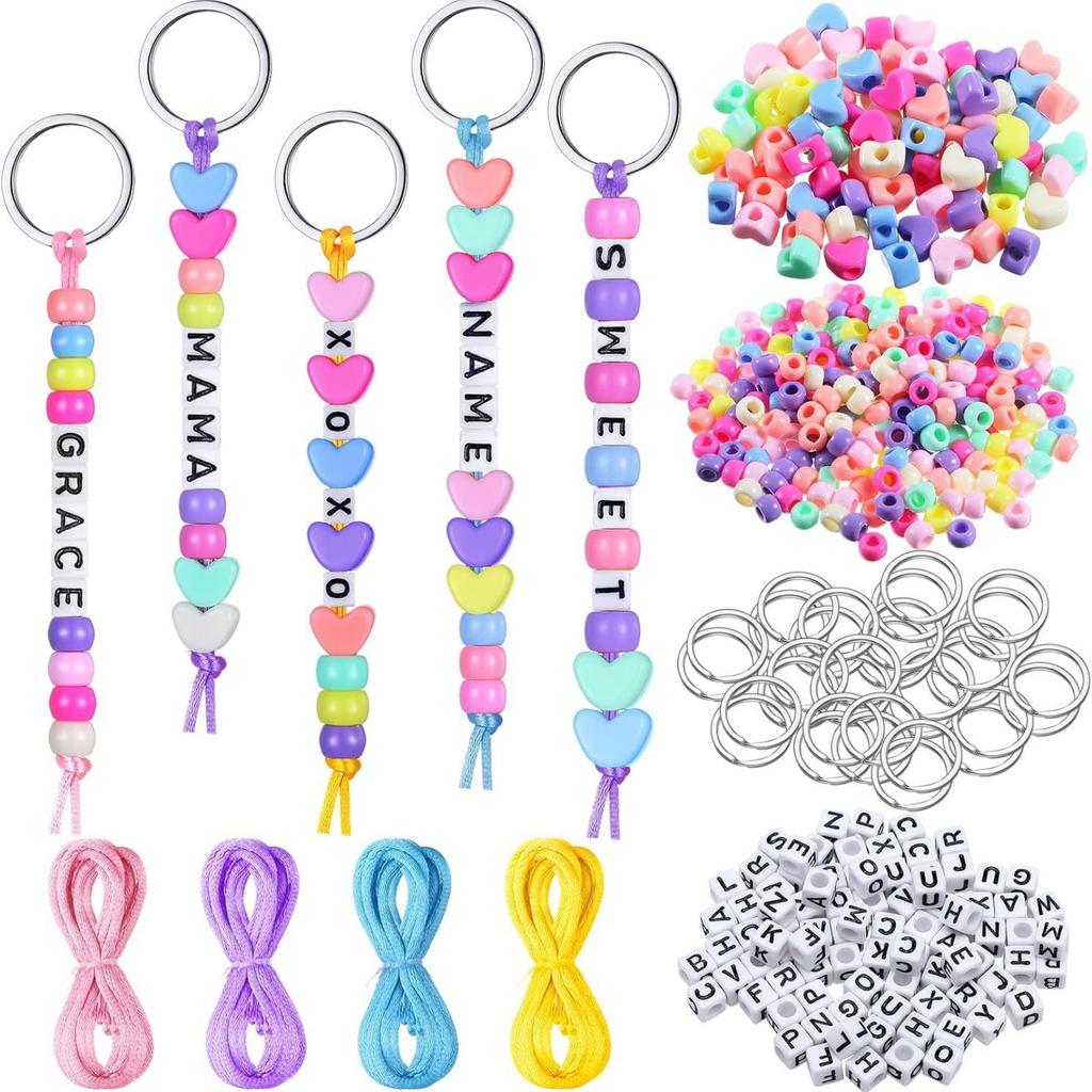 (Material Package Only) Bohemian-Style Letter Bucket Beads Heart-Shaped Beads Keychains, Women'S Luggage Pendants And Accessories