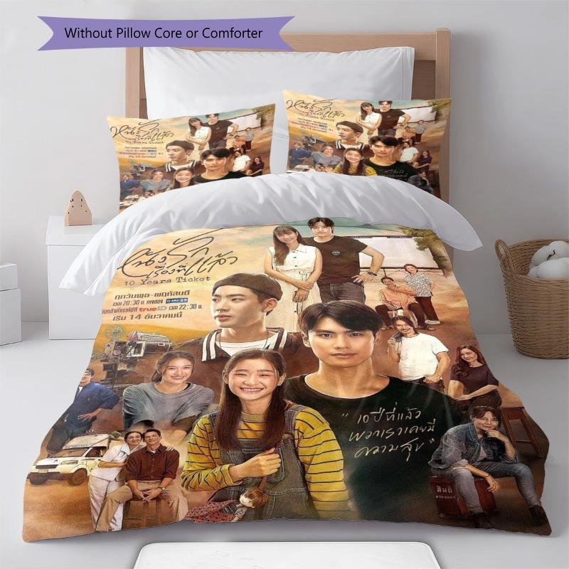 Thai Drama Movie Character Poster Print 3‑Pieces Duvet Cover Set Pop Culture Bedding Bedroom Home Decor Without Pillow Core Comforter