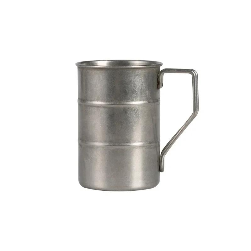 304 Stainless Steel Outdoor Mug Creative Camping Beer Cup Vintage Covered Coffee Mug Easy To Carry