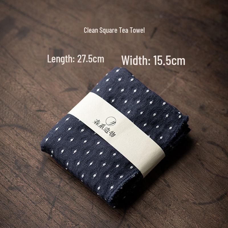 Japanese Minimalist Cotton-Linen Tea Towel - Absorbent, Eco-Friendly Dishcloth, Mori Style Tea Ceremony Accessory.