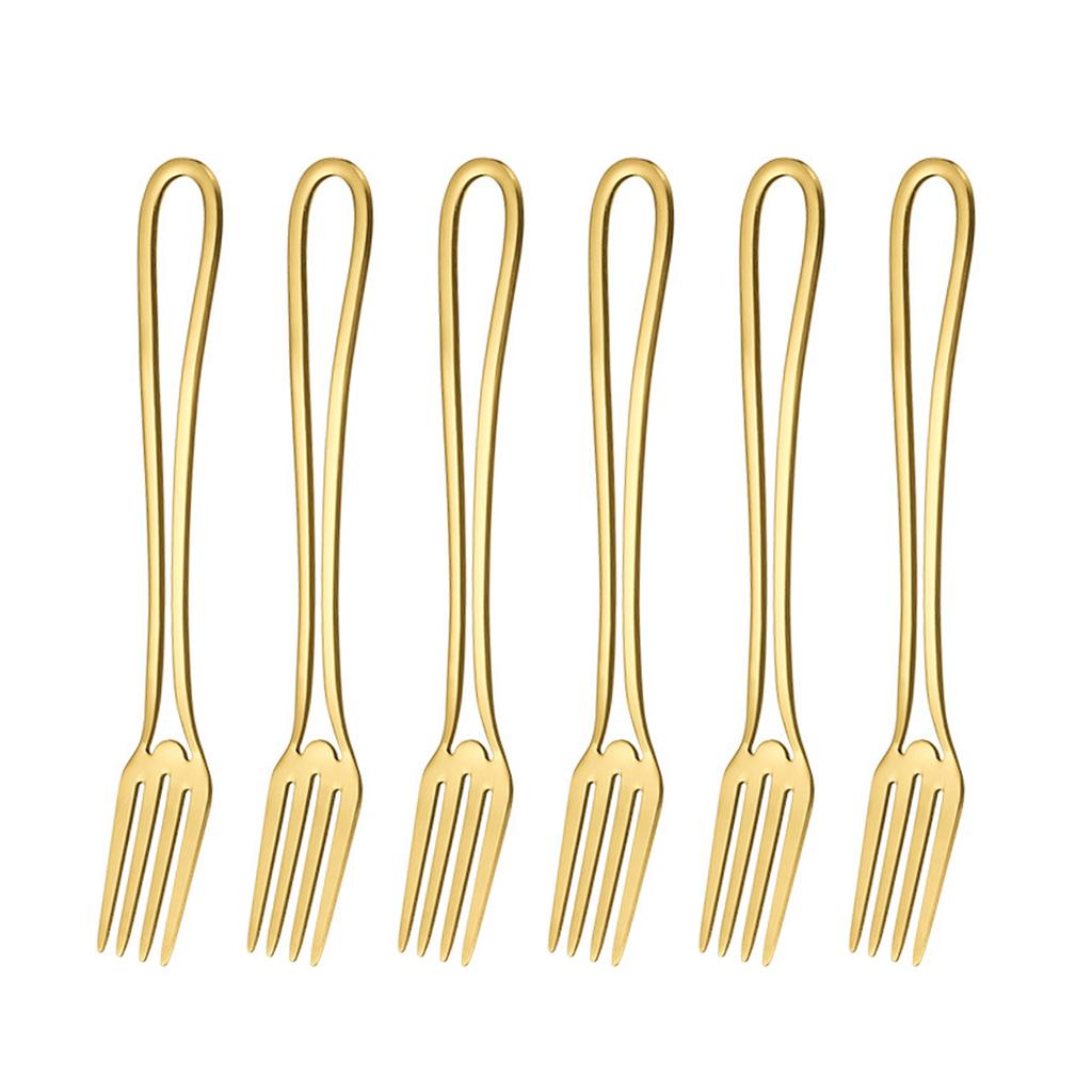 Rainbow Dinner Forks Set of 6 Stainless Steel Salad Forks Dinnerware Set Dessert Forks Flatware Cutlery Utensils 8 Inches