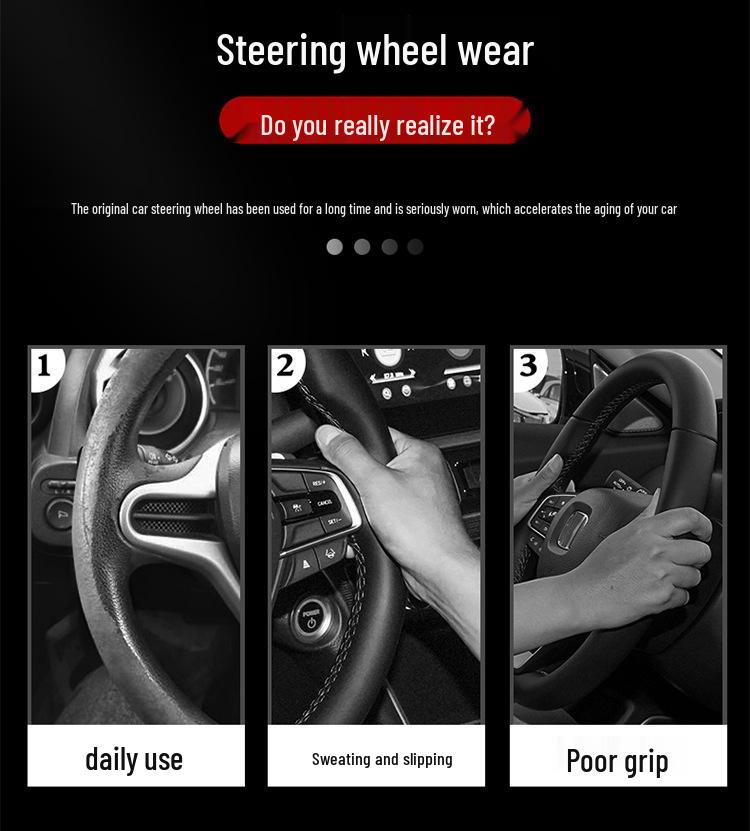 Baojun Steering Wheel Cover: Genuine Leather Suede Carbon Fiber for 730/510/560/310/530/e200kiwi.