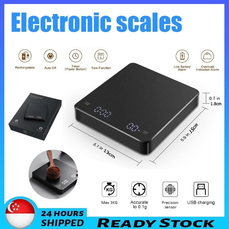 Electronic Scales Rechargeable Coffee Scale 0.1g-3kg Accurate Scale for Espresso and Pour-Over Coffee Kitchen Scale