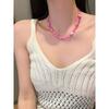 And American Style Personalized Pink Heart Shell Beaded Necklace for Women, Beach Vacation Style Versatile Clavicle Chain with a High-End Feel