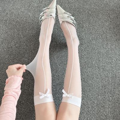 Pure Desire Black Silk Bow Shrimp Line Stockings Female Millennium Babes Sexy Stockings Jk White Silk Knee Socks