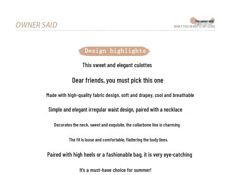 High-Waisted Irregular Korean-Style Women's Wide-Leg Slimming Culottes for Autumn 2023