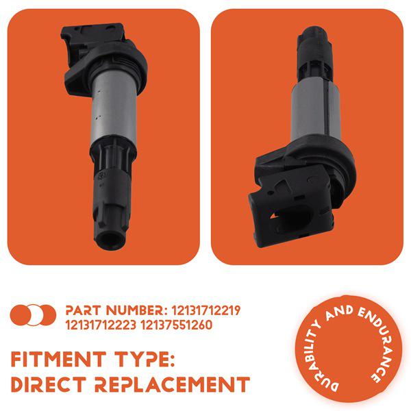 Compatible Ignition Coil for BMW E46, E53, E60, E70 (Parts: 12131712219, 12137551260)