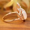 Luxury Female Big Water Drop Opal Stone Engagement Leaf Ring Vintage Gold Color Wedding Fashion Jewelry For Women