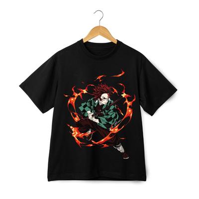 Demon Slayer T-shirt – Tanjiro Kamado Eldsvärdsattack Anime Streetwear T-shirt