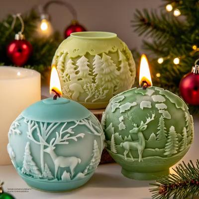 Christmas Ball Aroma Candle Mold DIY Reindeer Tree Scented Stone Molds New Holiday Craft Tools