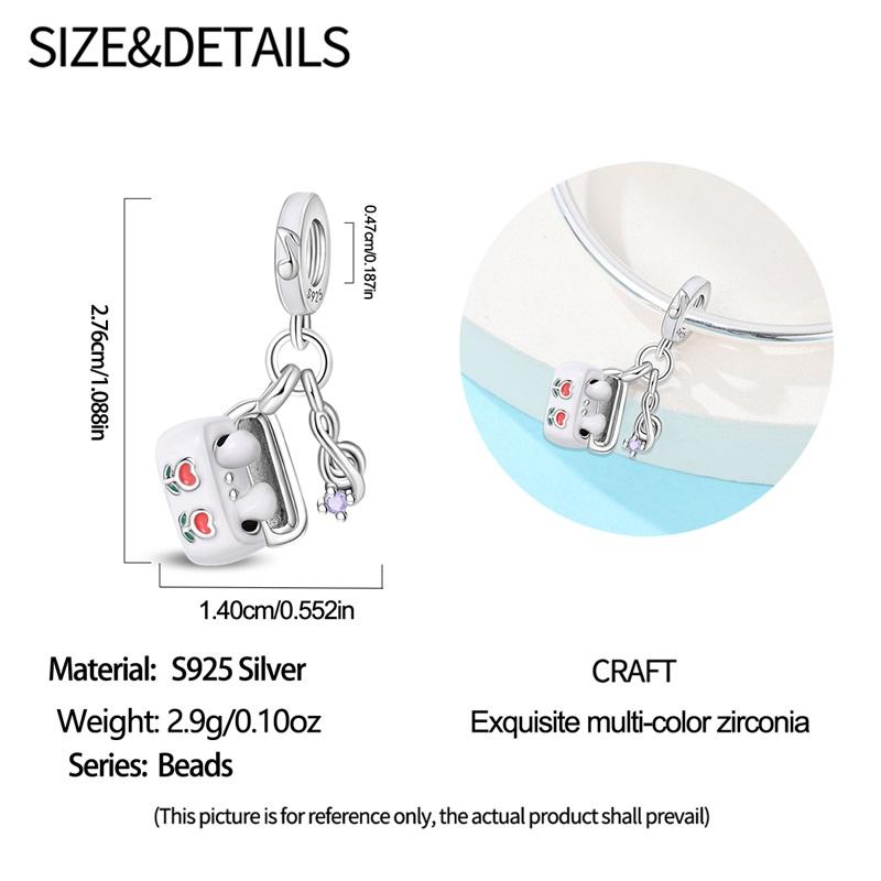 New Copper Charms Beads Pendant Heartbeat Headphones Beads Fit Original Bracelet Charms For Women Jewelry Gifts