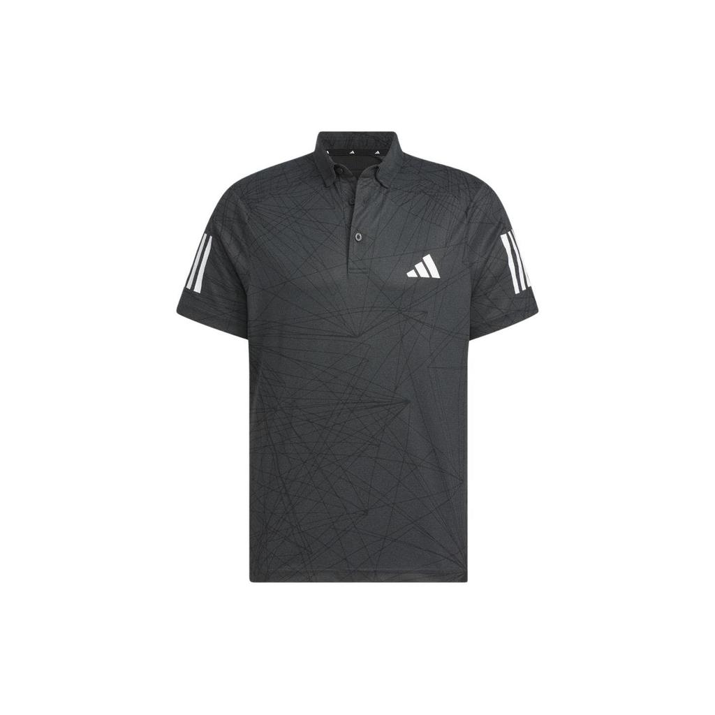 Adidas Ray Striped Logo Pullover Polo Shirt Men Polo Shirts Carbon IN6600