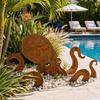 Decorazione per Bordo Stagno Patina Ruggine Calamaro Gigante Scultura da Giardino, Polpo Nautico in Metallo 3D Statua Artistica Ruggine da Esterno per Patio Prato Casa al Mare