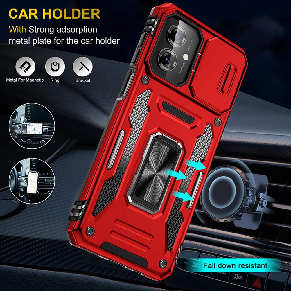 Slid Camera protect case for Moto G55 G84 G54 G24 Power G14 G04 G04S G53 G23 G13 E14 E13 G32 Armor Metal Ring Holder Stand Cover