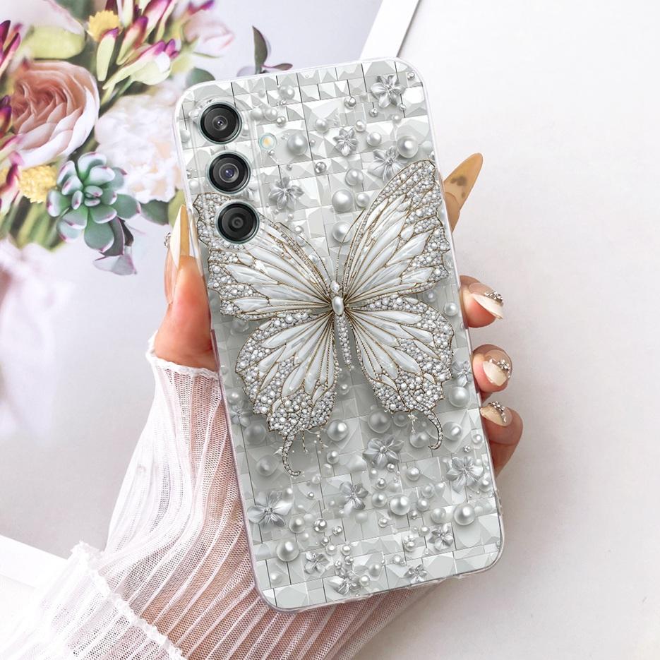 Etui do Samsung Galaxy M55 SM-M556B Nowe Kwiaty Motyl Malowane Pokrowiec Miękki Silikonowy Etui Do Samsung M55 M 15 Galaxy M15 Torby