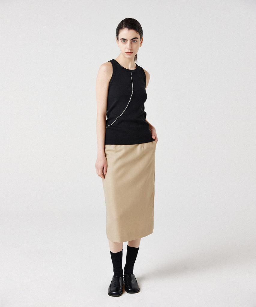 WEREVE Line Midi Skirt_Beige