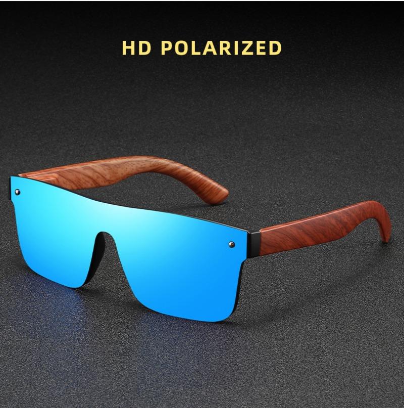 New Men's Outdoor Sports Polarized Sunglasses Men Driving Sunshade Eyeglasses Trendy Bamboo and Wood Spring Feet Eyewear UV400