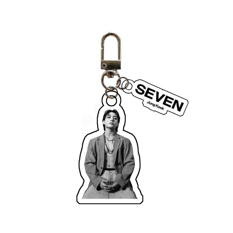 BTS Portachiavi Acrilico Solo SEVEN di Jung Kook, Portachiavi Double-Sided Foto Concept di Jungkook, Ciondolo Kawaii per Borsa, Merchandising Idol Regalo per Fan Kpop ARMY