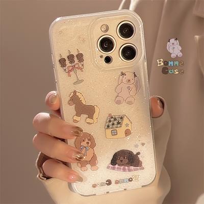 Kindliche Kleine Tiere für iPhone 16 Handyhülle Glitzer für iPhone 15 Promax Softcase 14 Doppelschichtig Cartoon 17