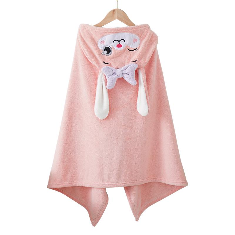 Asciugamano da Bagno con Cappuccio in Pile Corallo Disegnato Xiangfeng per Bambini - Assorbente, Mantella Indossabile per Neonati