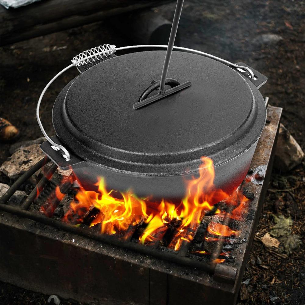 Heavy Duty Dutch Oven Lid Lifter Cast Iron Pot Cover Handle Lid Lifter  Outdoor Camping
