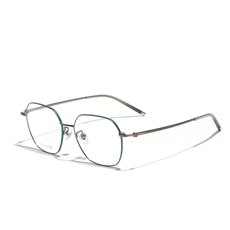 

Полностью титановые большие квадратные синие очки в стиле ретро, простые плоские очки для женщин в ретро-оправе для мужчин зелёный