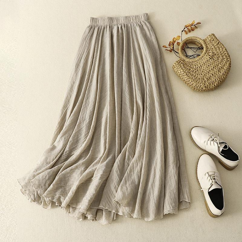

Slim Double Layer Half Skirt Loose Waist Swing Skirt Women Casual Long XXL