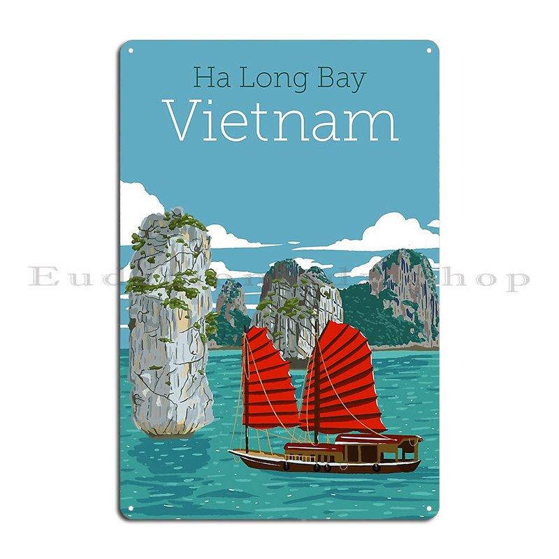 A Vintage Travel Illustration of Ha Long Bay Vietnam Metal Plaque Party Garage Club Design Pub Wall Decor Tin Sign Poster