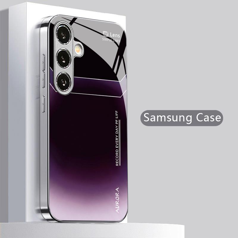 Purple Lens Pattern 2D Phone Case for Samsung S26 S25 S24 S23 S22 S21 S20 A56 A36 A16 - Electroplated Glass Protective Cover