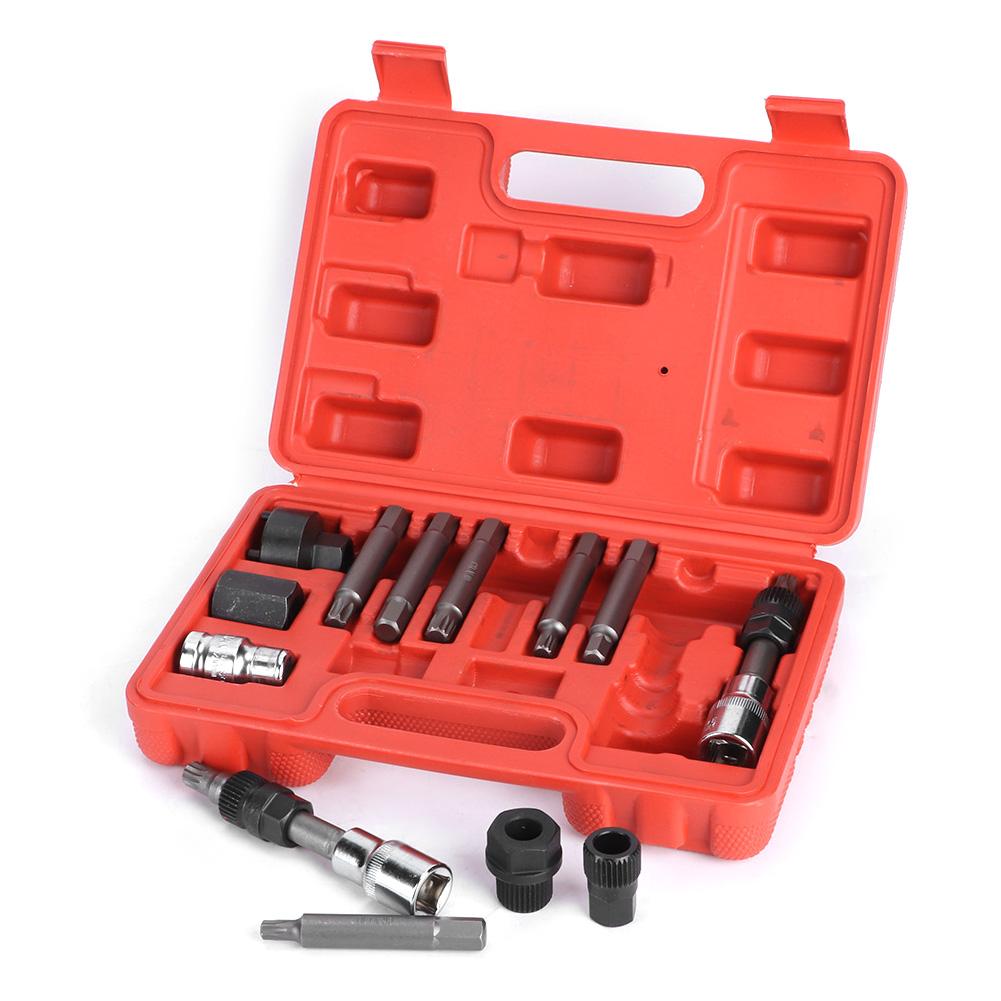 13 szt. Zestaw nasadek do demontażu koła pasowego alternatora, zestaw narzędzi serwisowych do samochodów marki Ford
