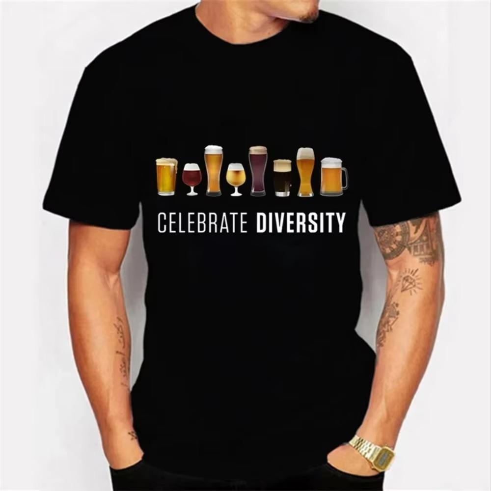CELEBRATE DIVERSITY Beer Men T-Shirt Funny Brother Summer Men Women Tshirts Beer Lover Unisex Tshirts Oversized Tees  Camiseta