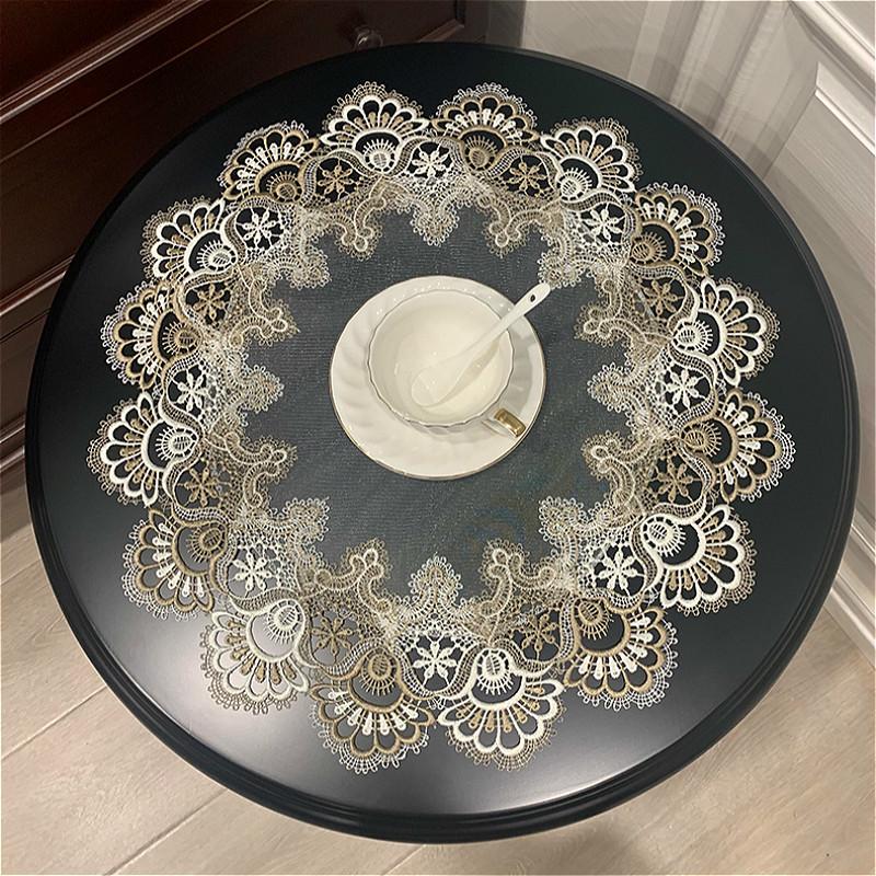 

Британский кружевной листок кайма прозрачная спальня кухня скатерть отель ресторан круглый стол необрастающий чехол ткань украшения Round 60cm
