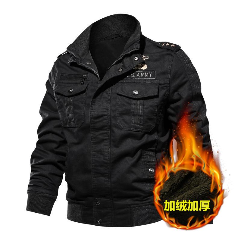

2025 winter jacket men s military jacket warm men s fleece thickened plus size trendy cotton suit 6XL чорний