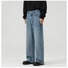 Simple Men's Denim Pants Casual Washing Solid Color Menswear Bottom Middle Waist Straight Wide Leg Loose Male Jeans 2025 Spring Autumn