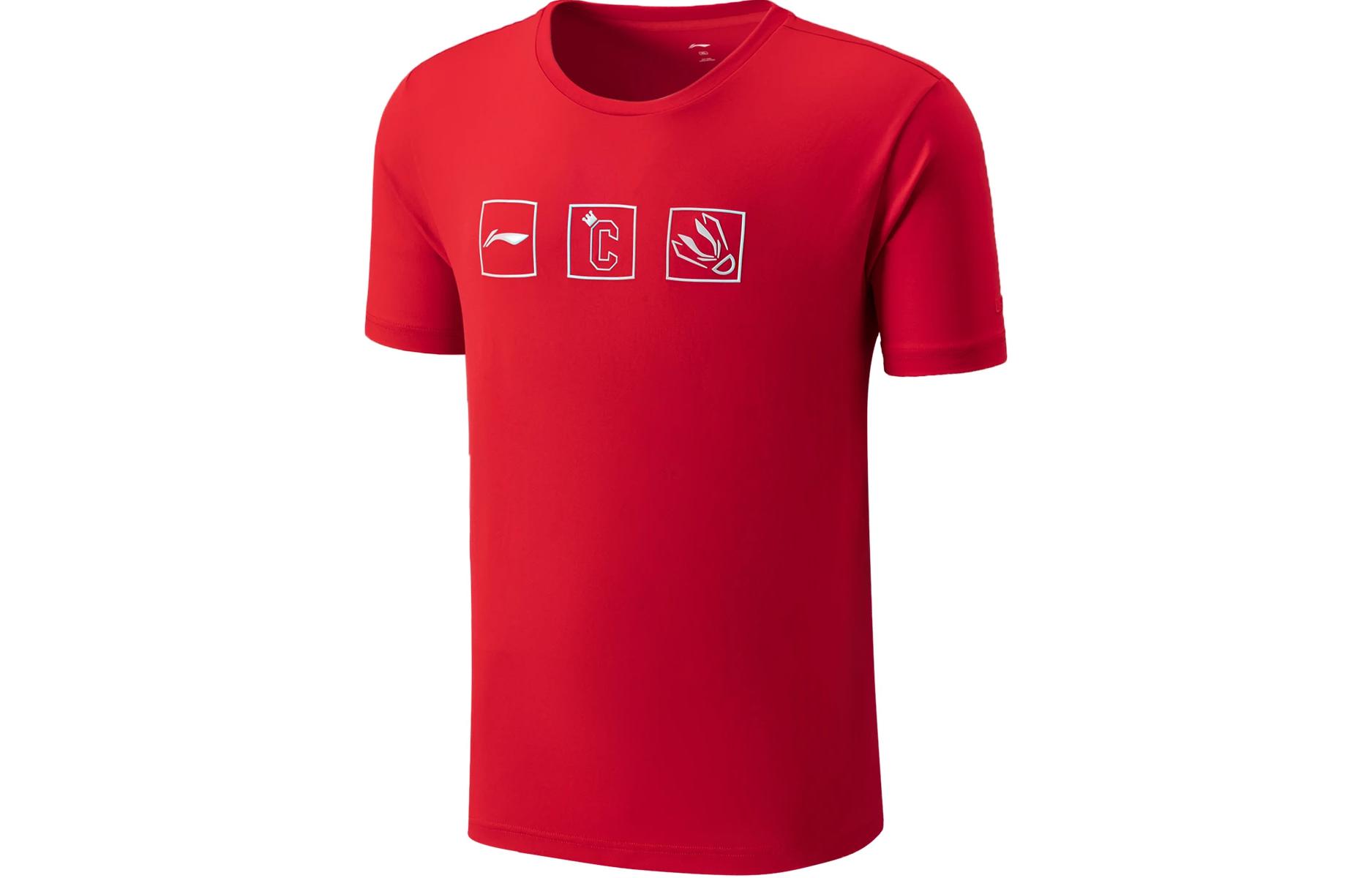 Li Ning Badminton Collection T Shirt Unisex Bull Red AHSTB23-3 M