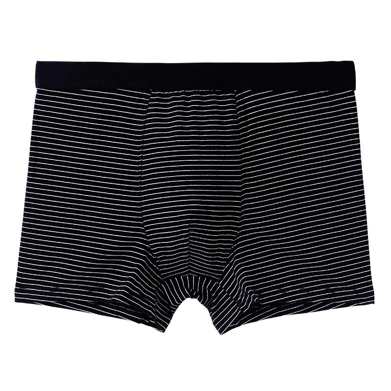 Men's Summer All-Cotton Mid-High Waist Boxers: Plus Size Striped Breathable Briefs